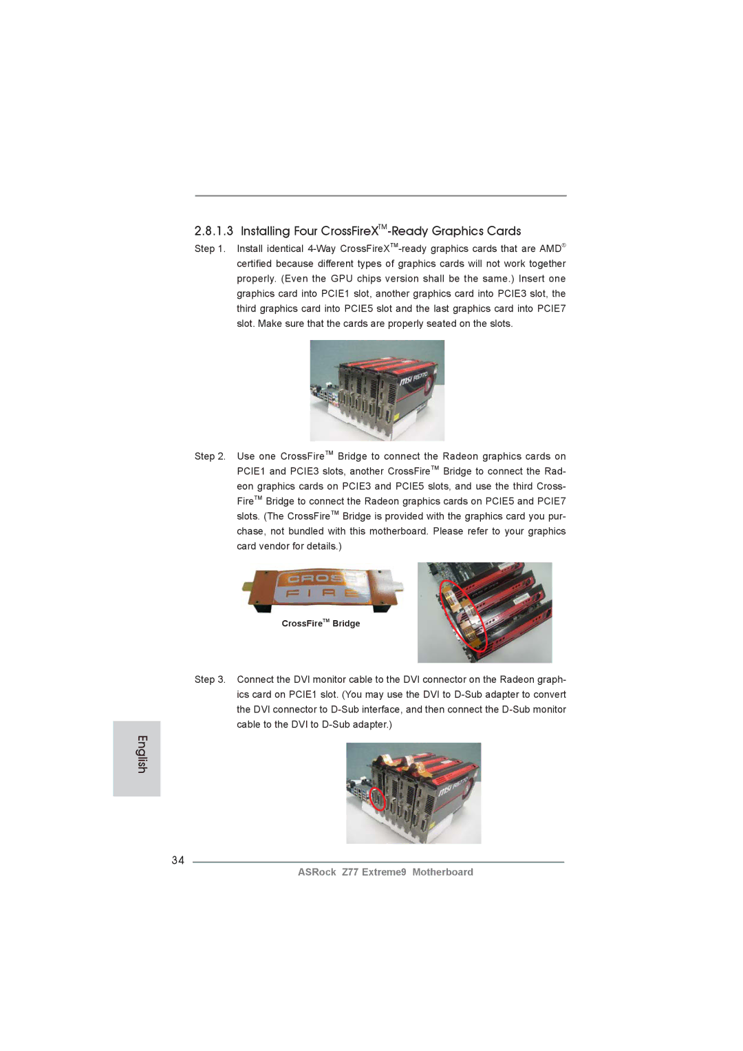 ASRock Z77 Extreme9 manual Installing Four CrossFireXTM-Ready Graphics Cards 