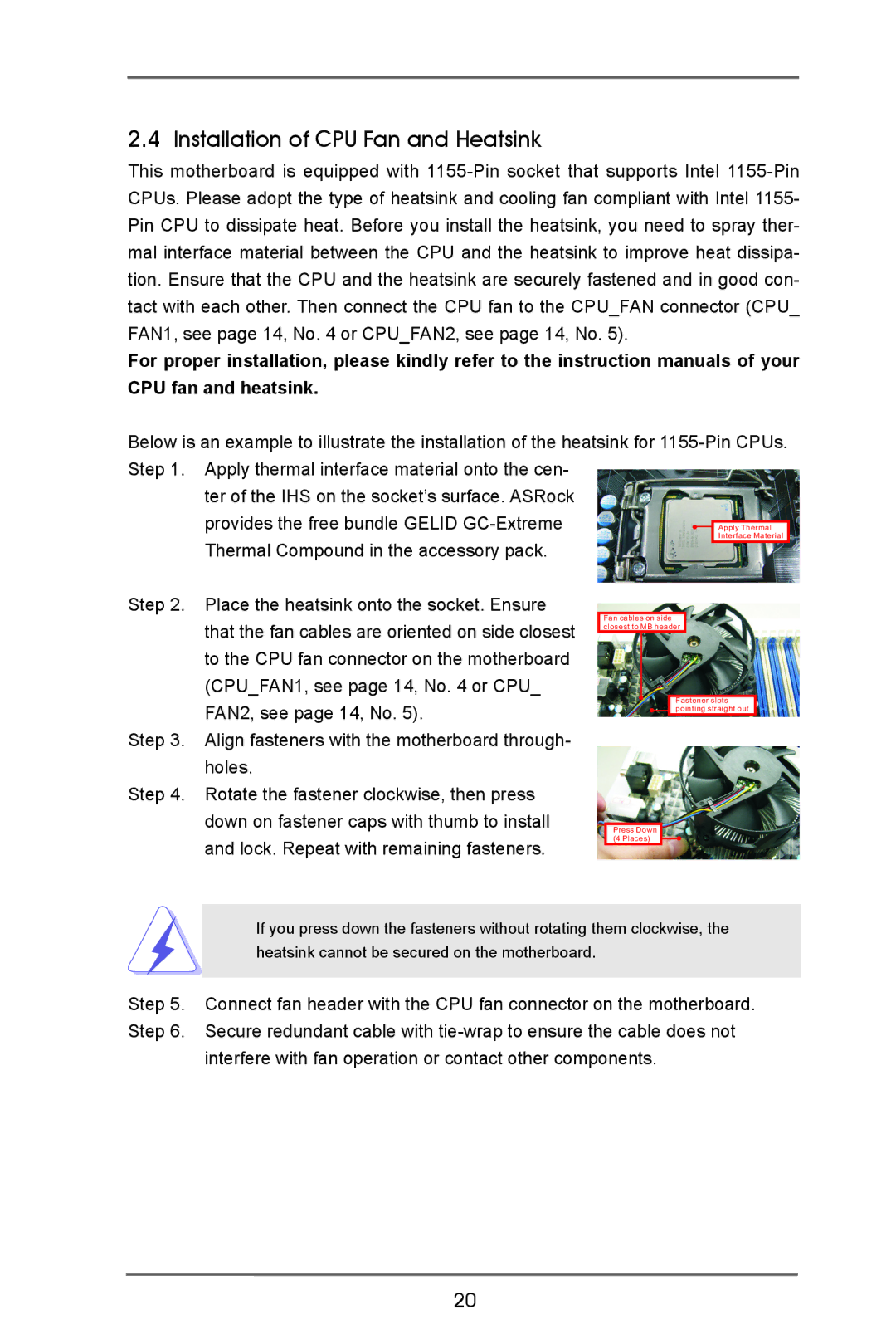 ASRock Z77 OC Formula manual Installation of CPU Fan and Heatsink 