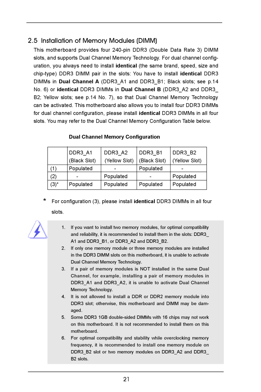 ASRock Z77 OC Formula manual Installation of Memory Modules Dimm, Dual Channel Memory Configuration 