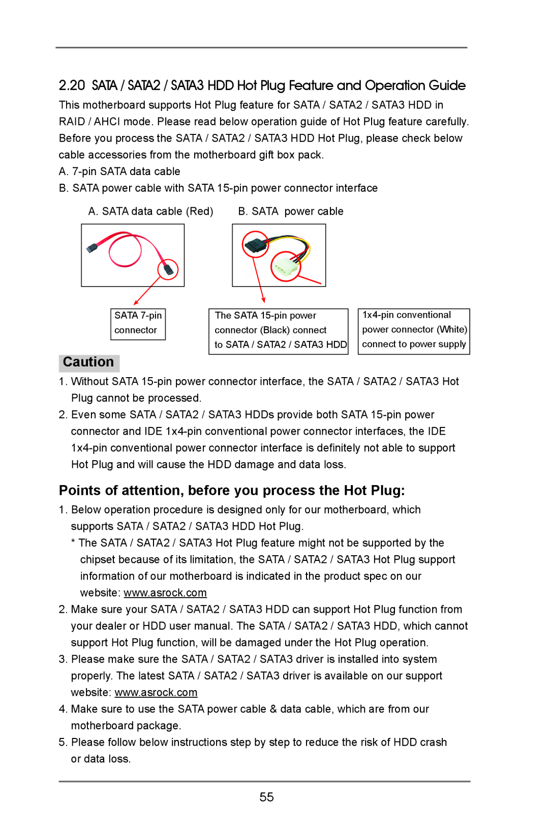 ASRock Z77 OC Formula manual Points of attention, before you process the Hot Plug 