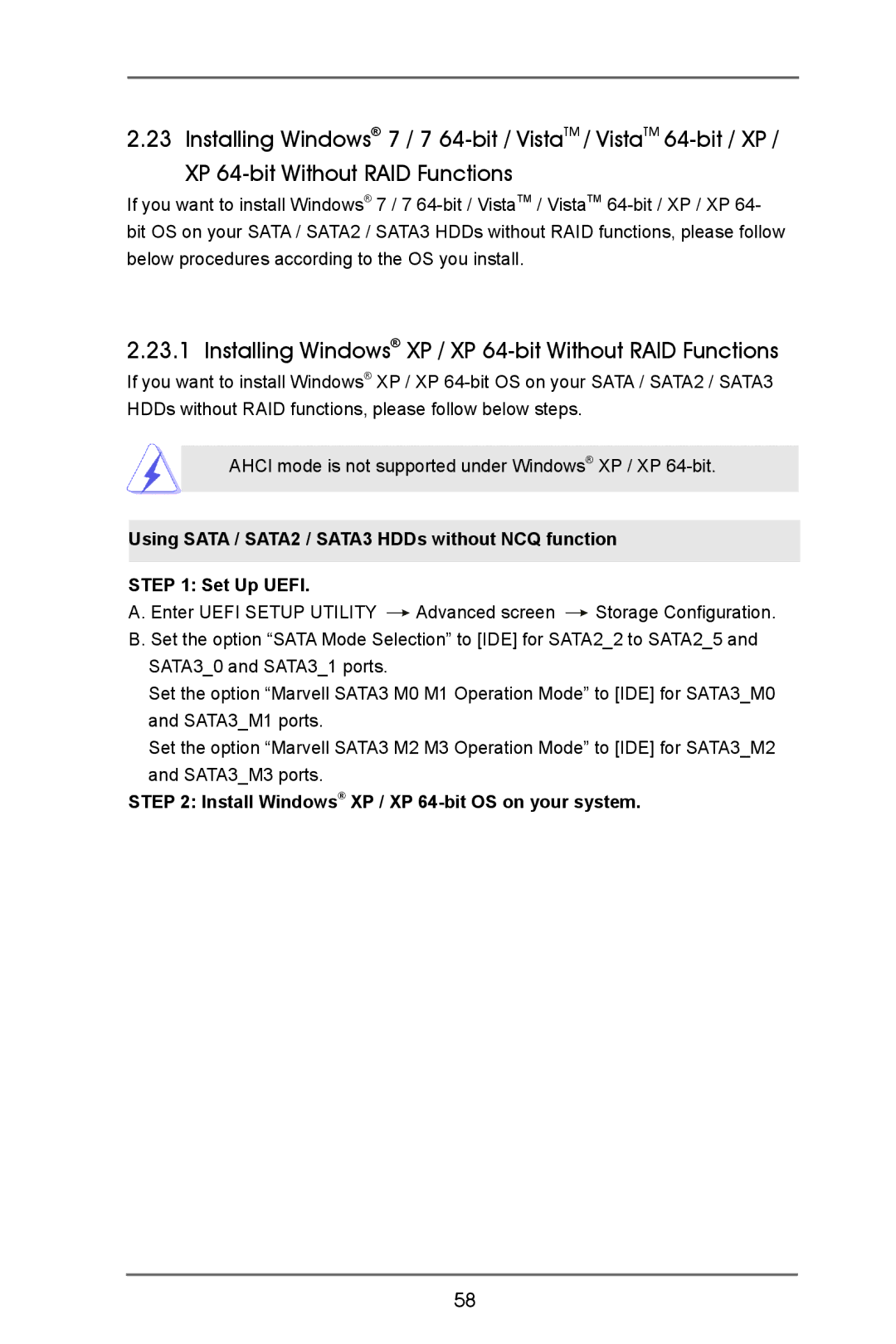 ASRock Z77 OC Formula manual Installing Windows XP / XP 64-bit Without RAID Functions 