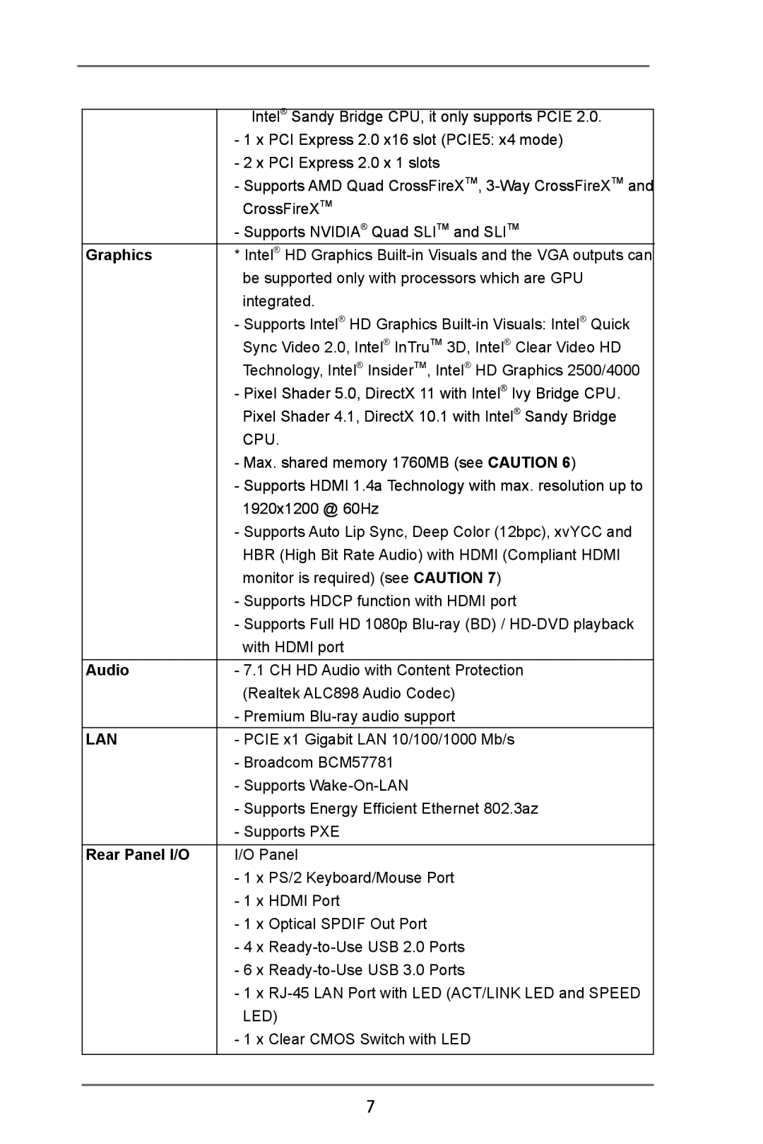 ASRock Z77 OC Formula manual CrossFireXTM Supports Nvidia Quad Slitm and Slitm, Graphics, Audio, Rear Panel I/O 