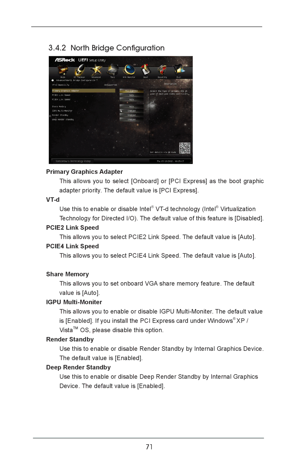 ASRock Z77 OC Formula manual North Bridge Configuration 