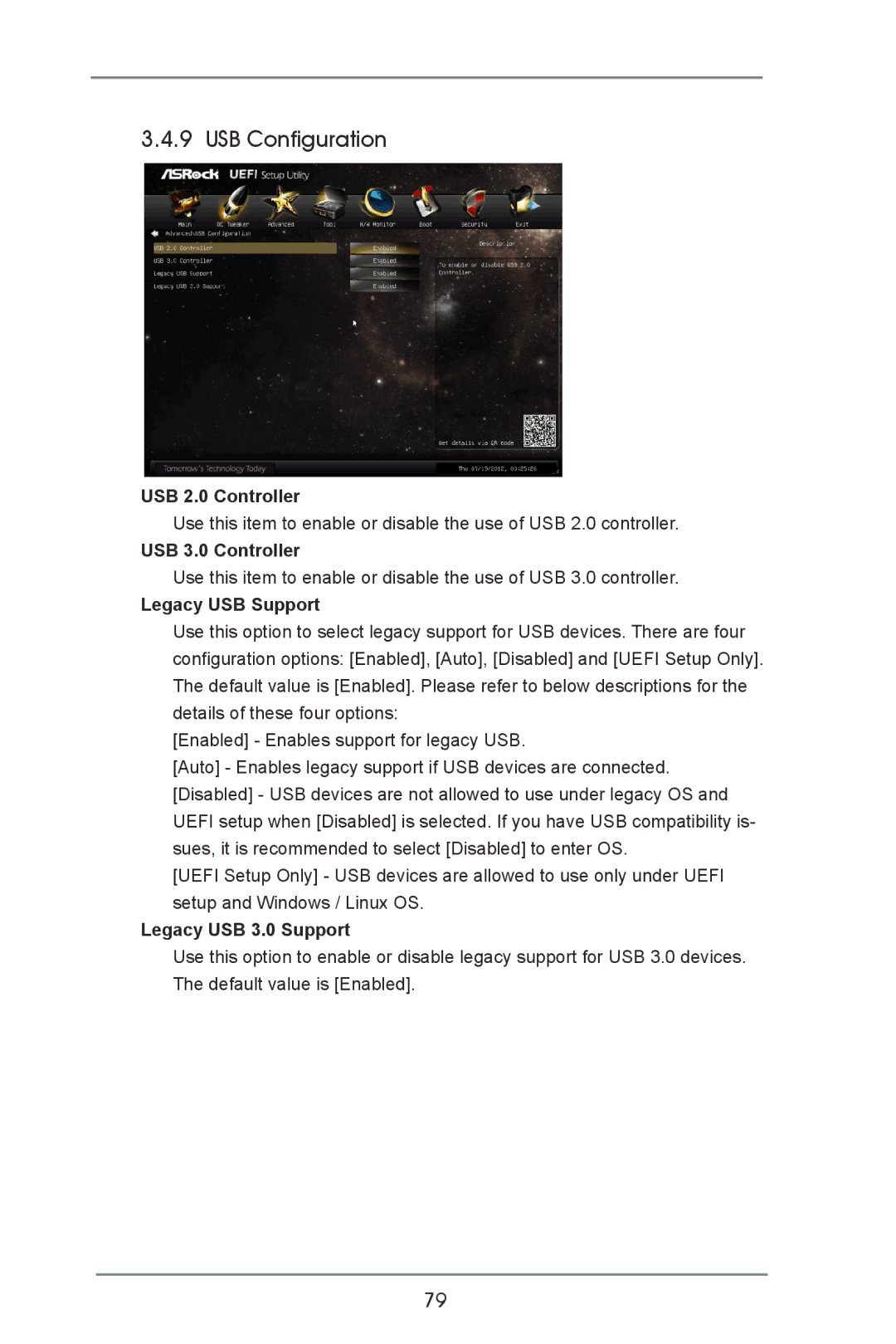 ASRock Z77 OC Formula manual USB Configuration, USB 2.0 Controller, USB 3.0 Controller, Legacy USB Support 