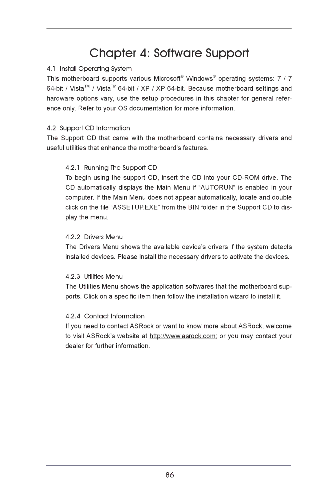 ASRock Z77 OC Formula manual Software Support, Contact Information 