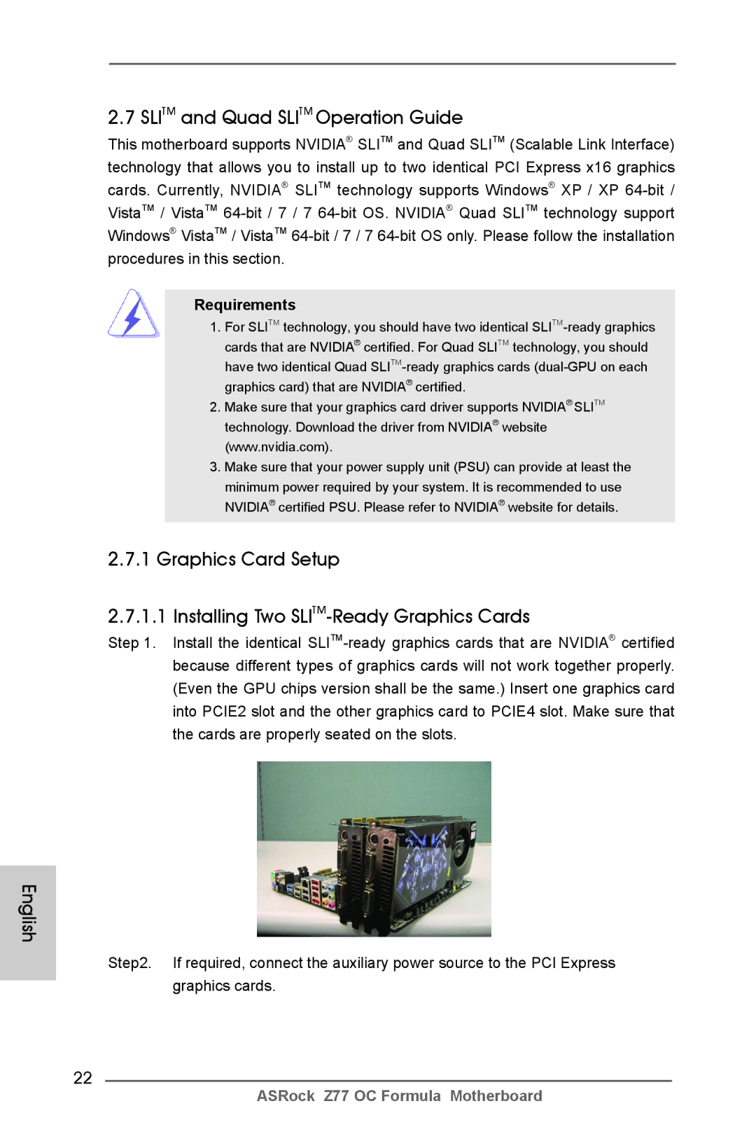 ASRock Z77 OC Formula manual Slitm and Quad Slitm Operation Guide, Requirements 