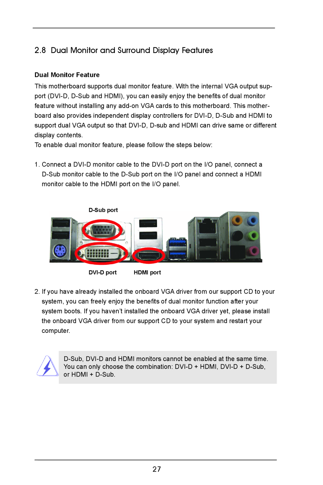 ASRock Z77 Pro4 manual Dual Monitor and Surround Display Features, Dual Monitor Feature 