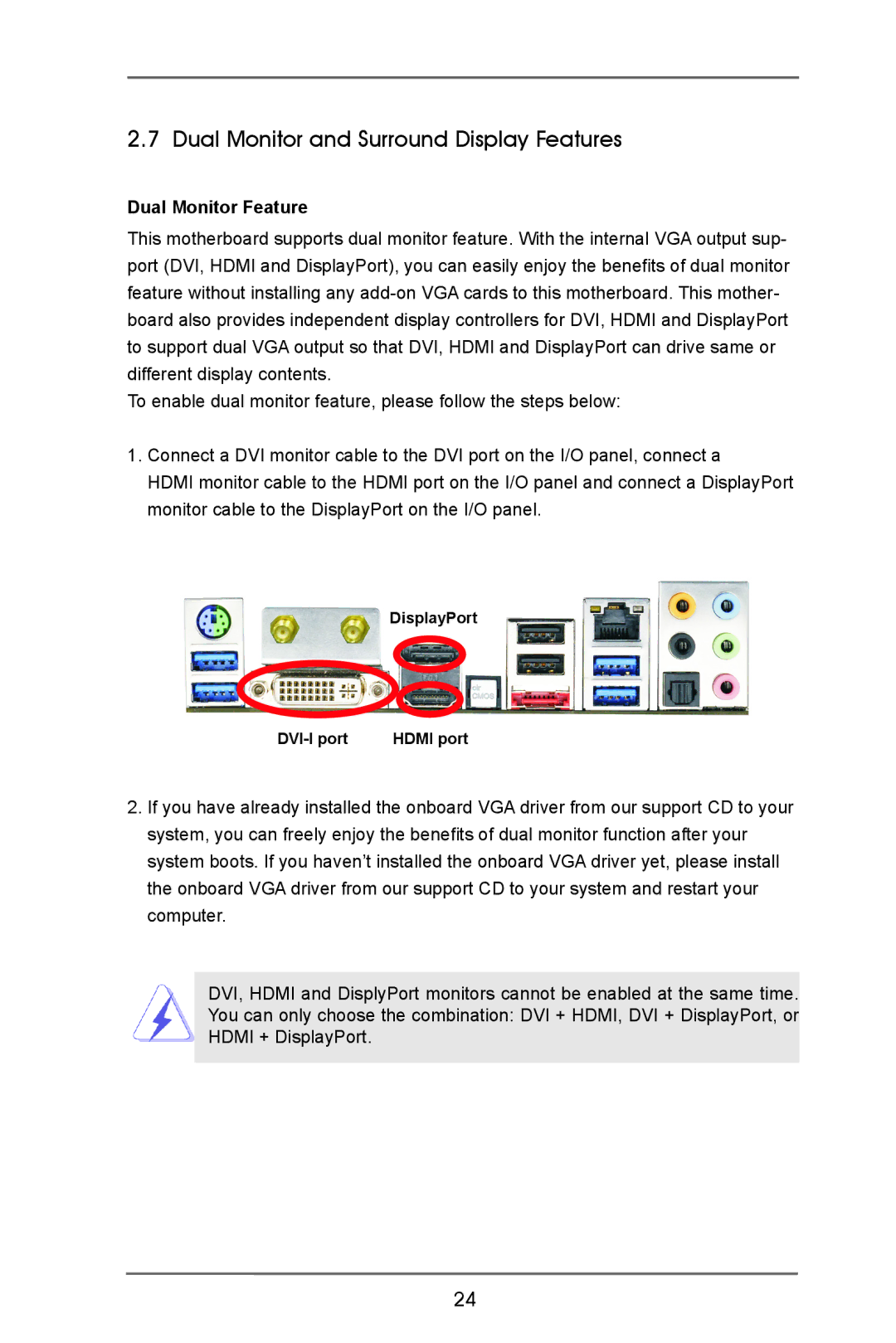 ASRock Z77E-ITX manual Dual Monitor and Surround Display Features, Dual Monitor Feature 