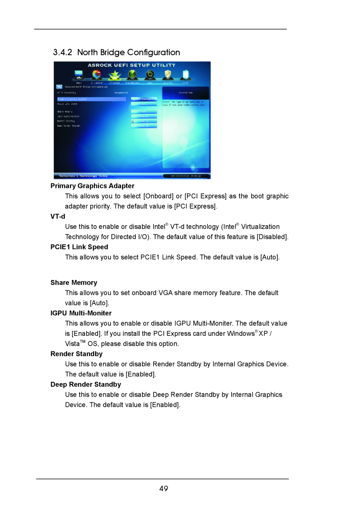 ASRock Z77E-ITX manual North Bridge Configuration 