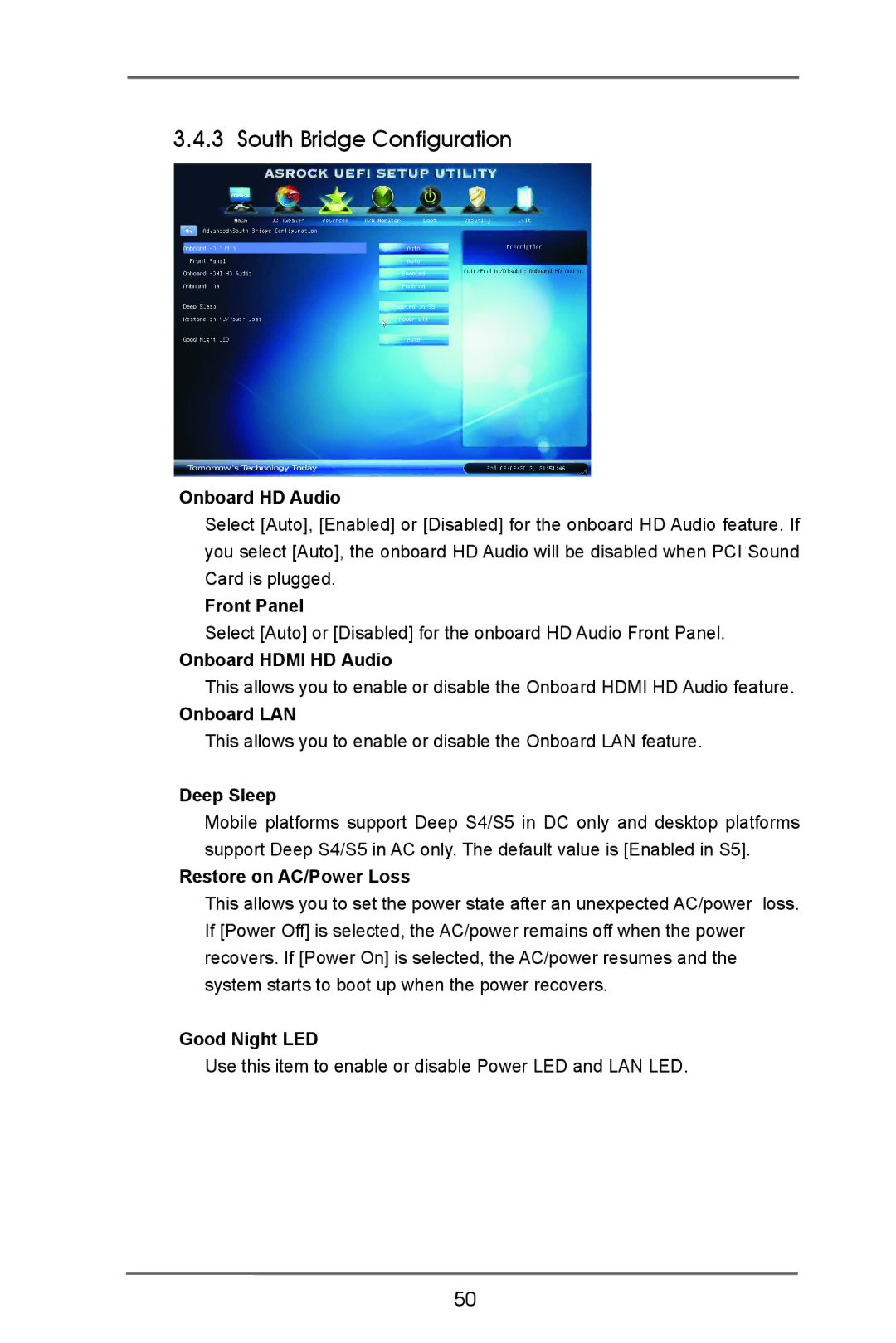 ASRock Z77E-ITX manual South Bridge Configuration 