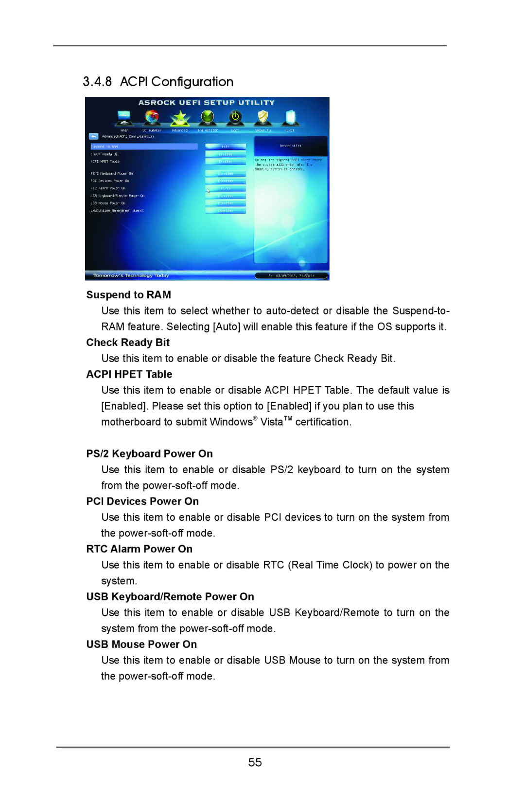 ASRock Z77E-ITX manual Acpi Configuration 