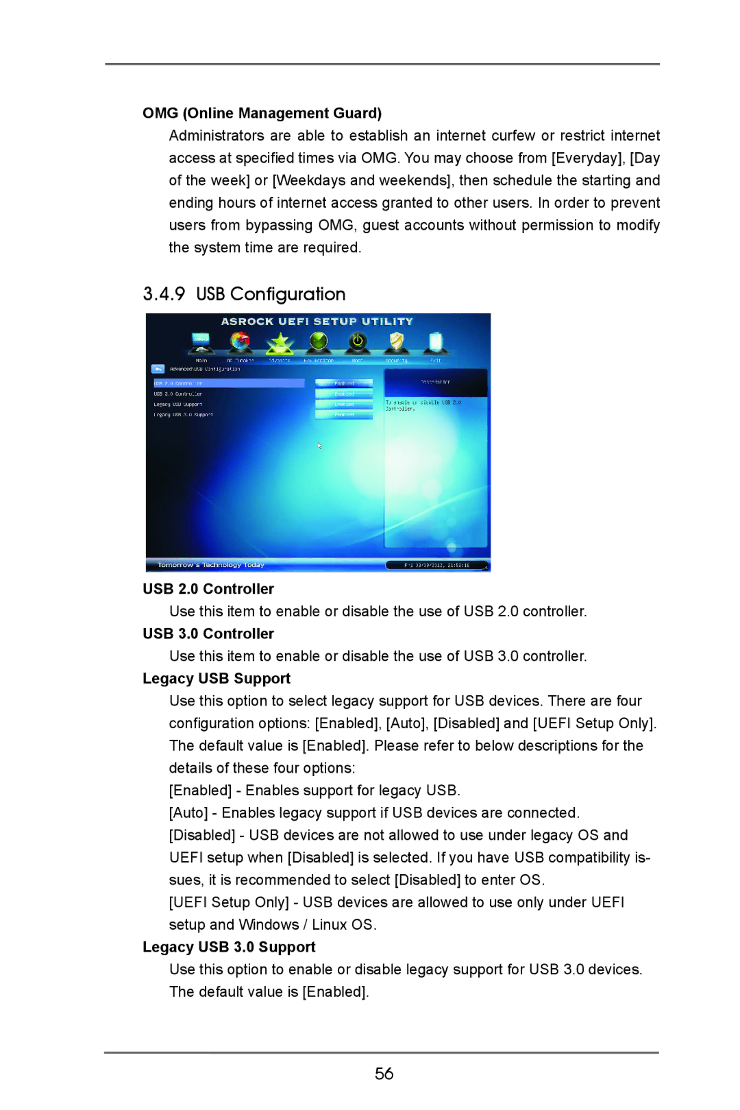 ASRock Z77E-ITX manual USB Configuration 