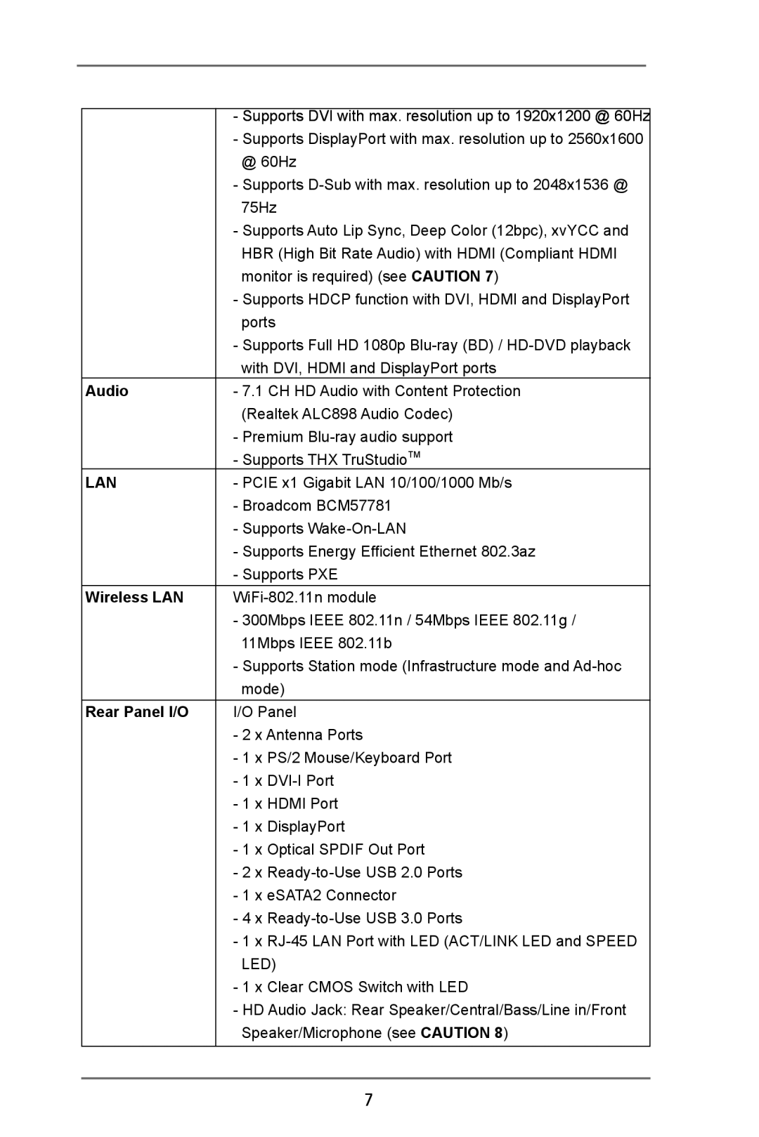 ASRock Z77E-ITX manual Audio, Wireless LAN, Rear Panel I/O 