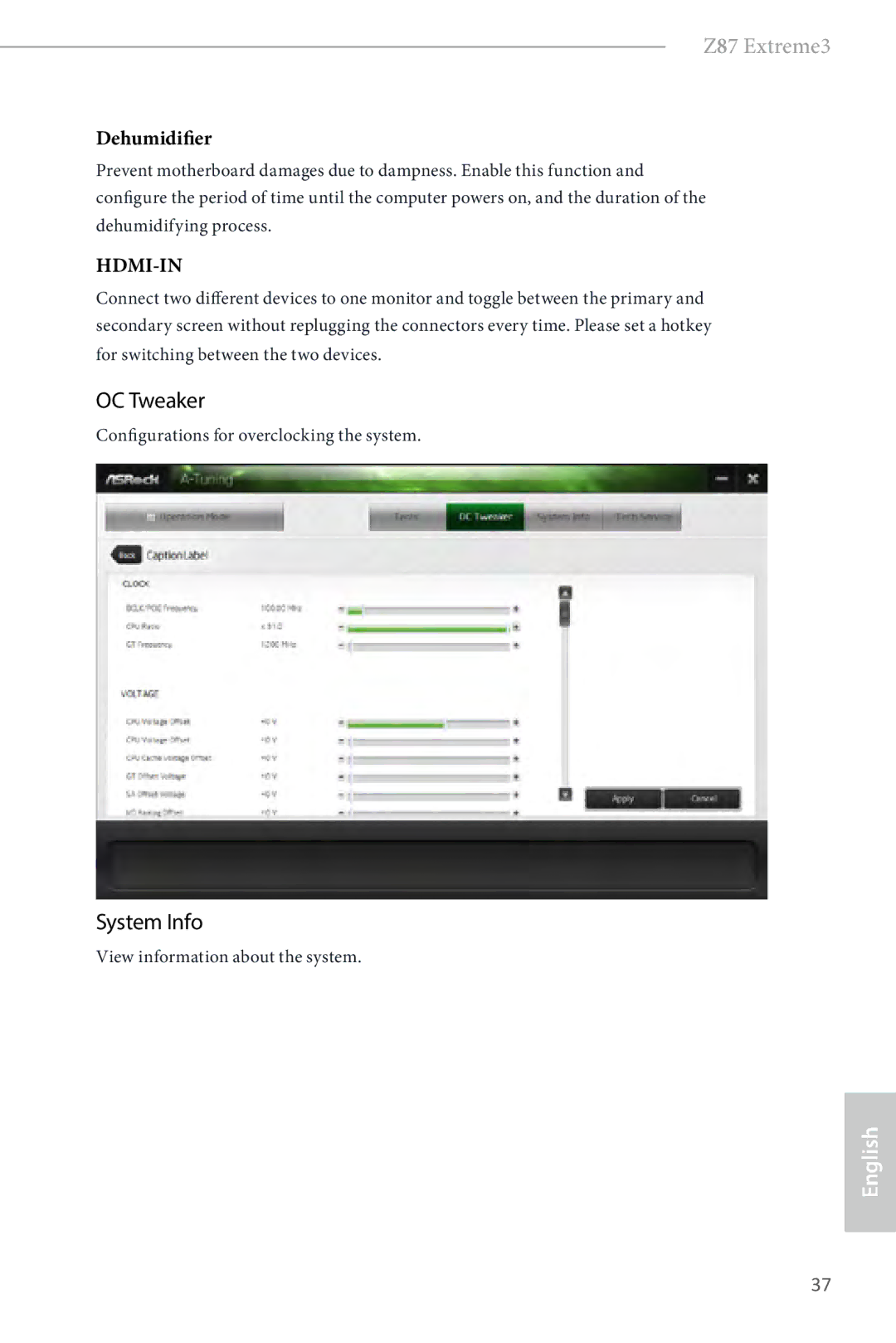 ASRock Z87 Extreme3 manual OC Tweaker, System Info 