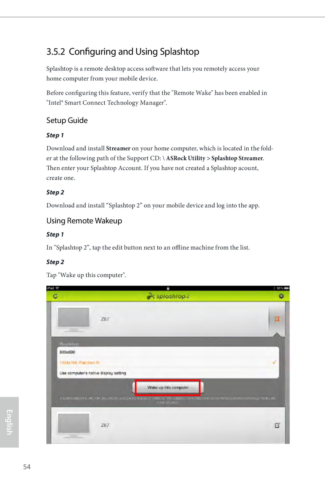 ASRock Z87 Extreme3 manual Configuring and Using Splashtop, Setup Guide, Using Remote Wakeup 