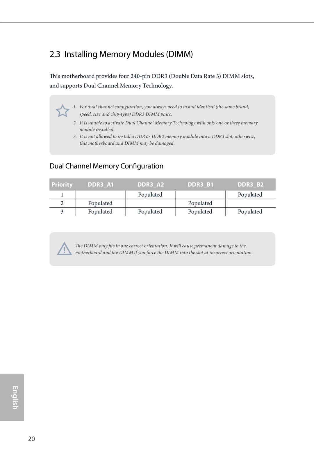 ASRock Z87 Extreme3 manual Installing Memory Modules Dimm, Dual Channel Memory Configuration 