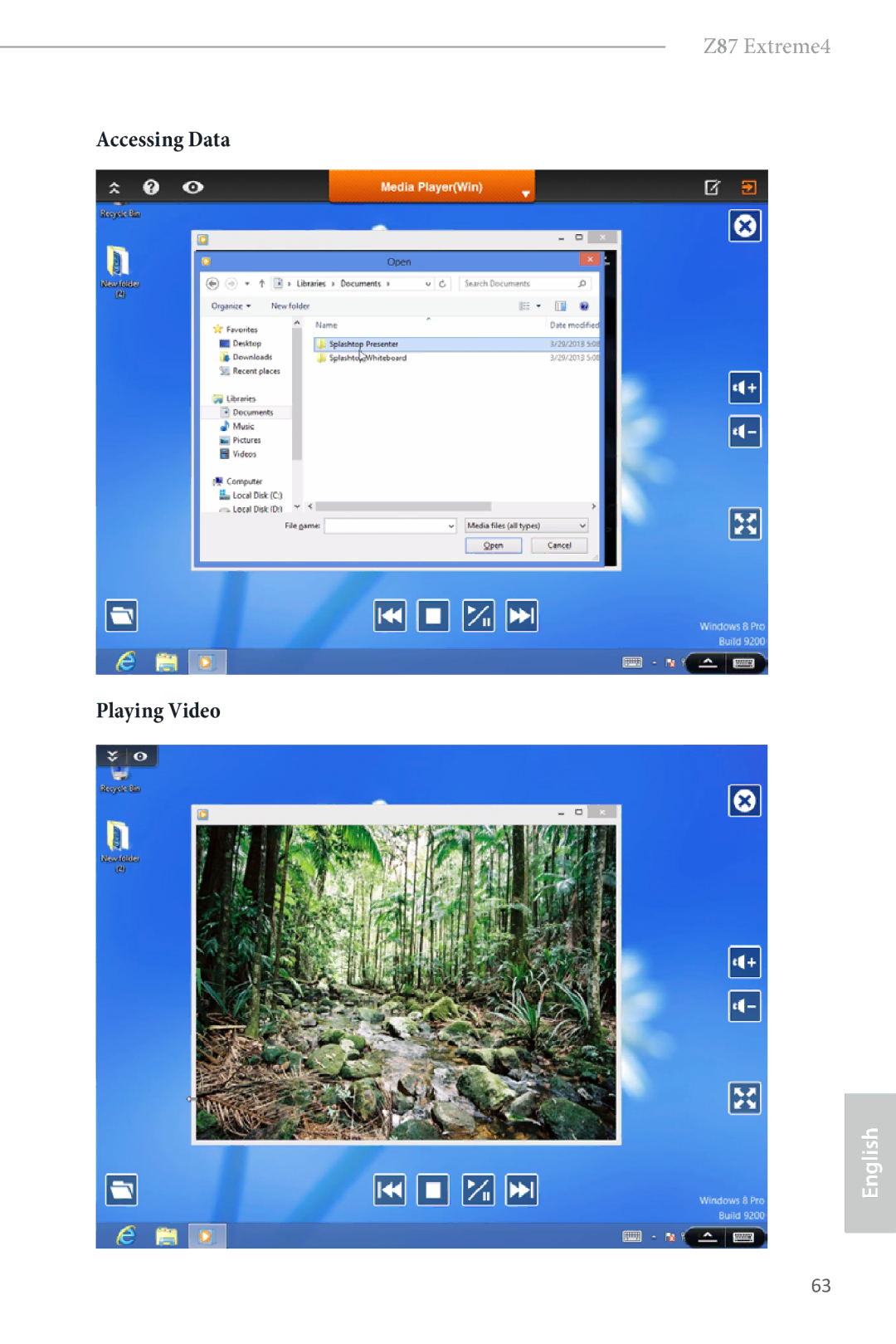 ASRock Z87 Extreme4 manual Accessing Data Playing Video 