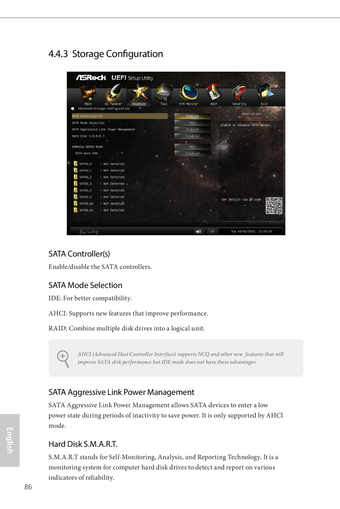 ASRock Z87 Extreme4 Storage Configuration, Sata Controllers, Sata Mode Selection, Sata Aggressive Link Power Management 