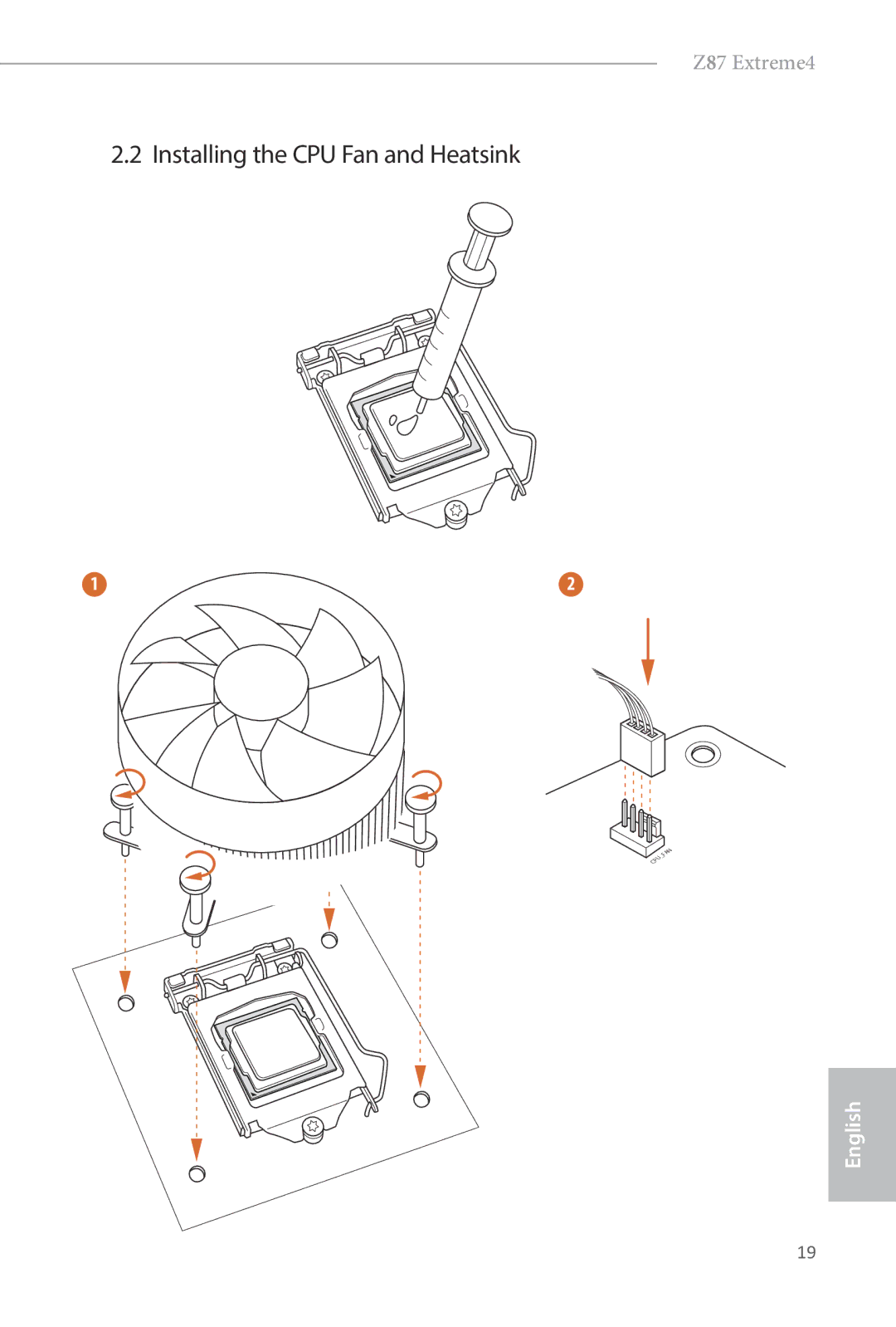 ASRock Z87 Extreme4 manual Installing the CPU Fan and Heatsink 