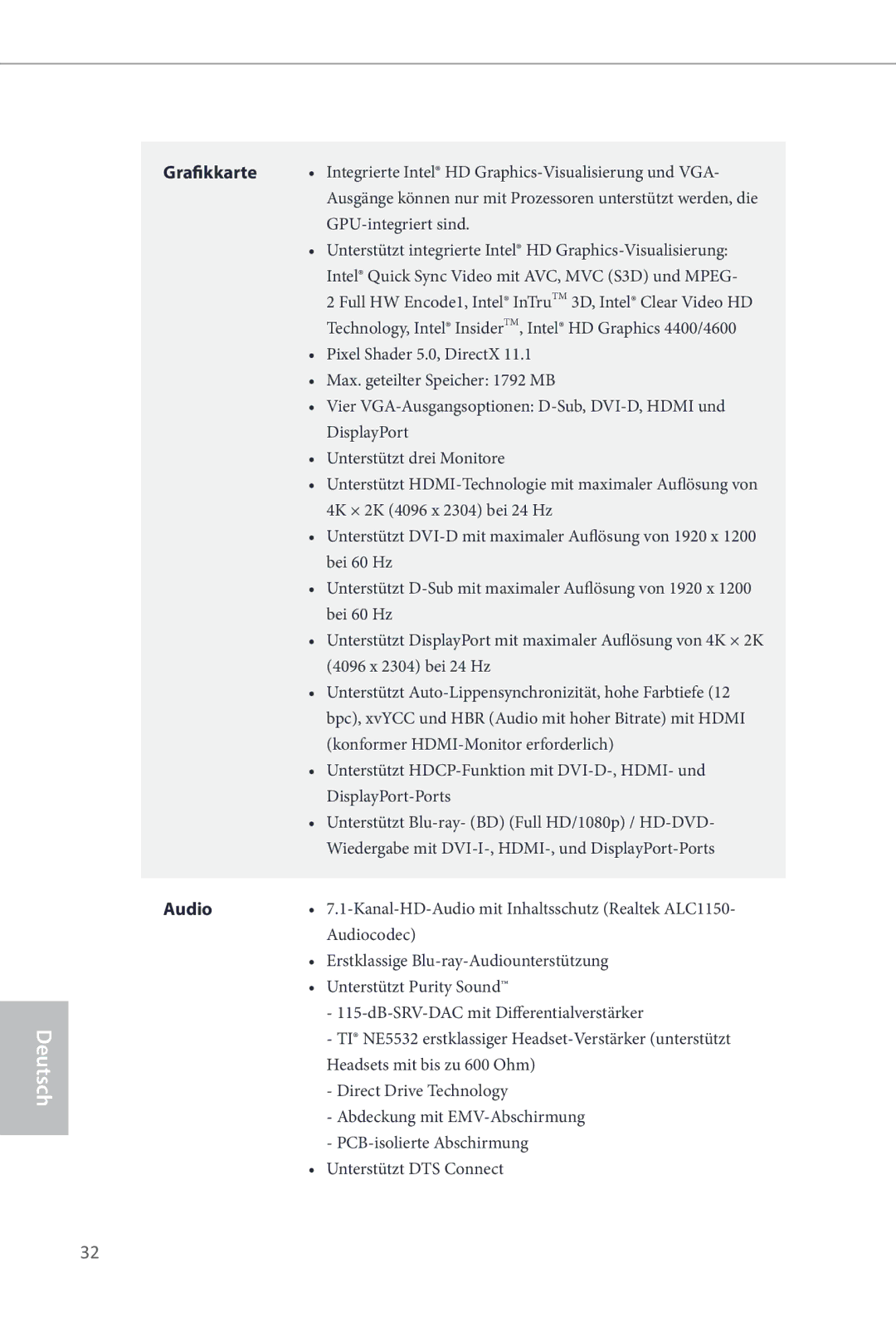 ASRock Z87 Extreme4 Audiocodec, Erstklassige Blu-ray-Audiounterstützung, Unterstützt Purity Sound, Unterstützt DTS Connect 