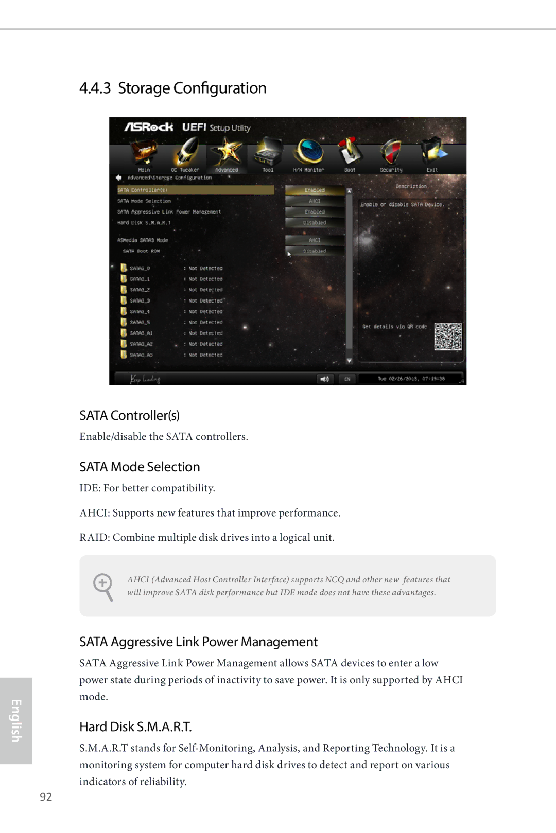 ASRock Z87 Extreme6 Storage Configuration, Sata Controllers, Sata Mode Selection, Sata Aggressive Link Power Management 