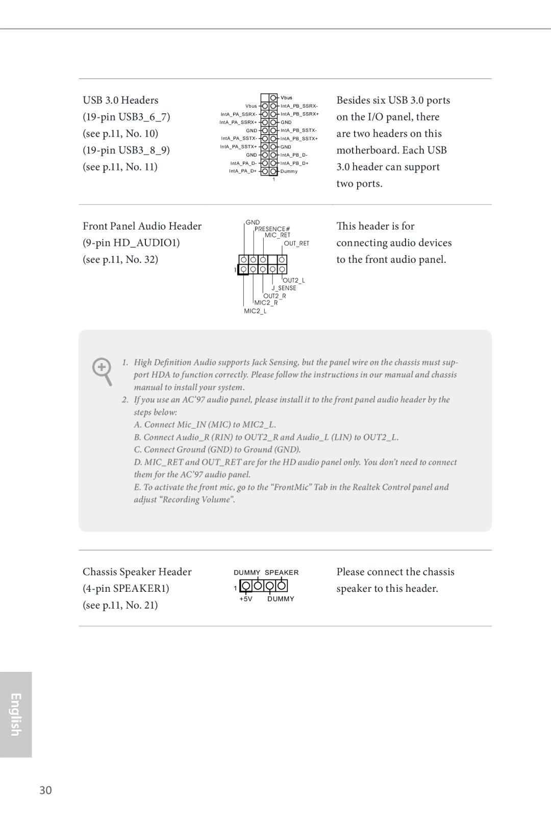 ASRock Z87 Extreme9/ac manual USB 3.0 Headers Pin USB367 See p.11, No Pin USB389 