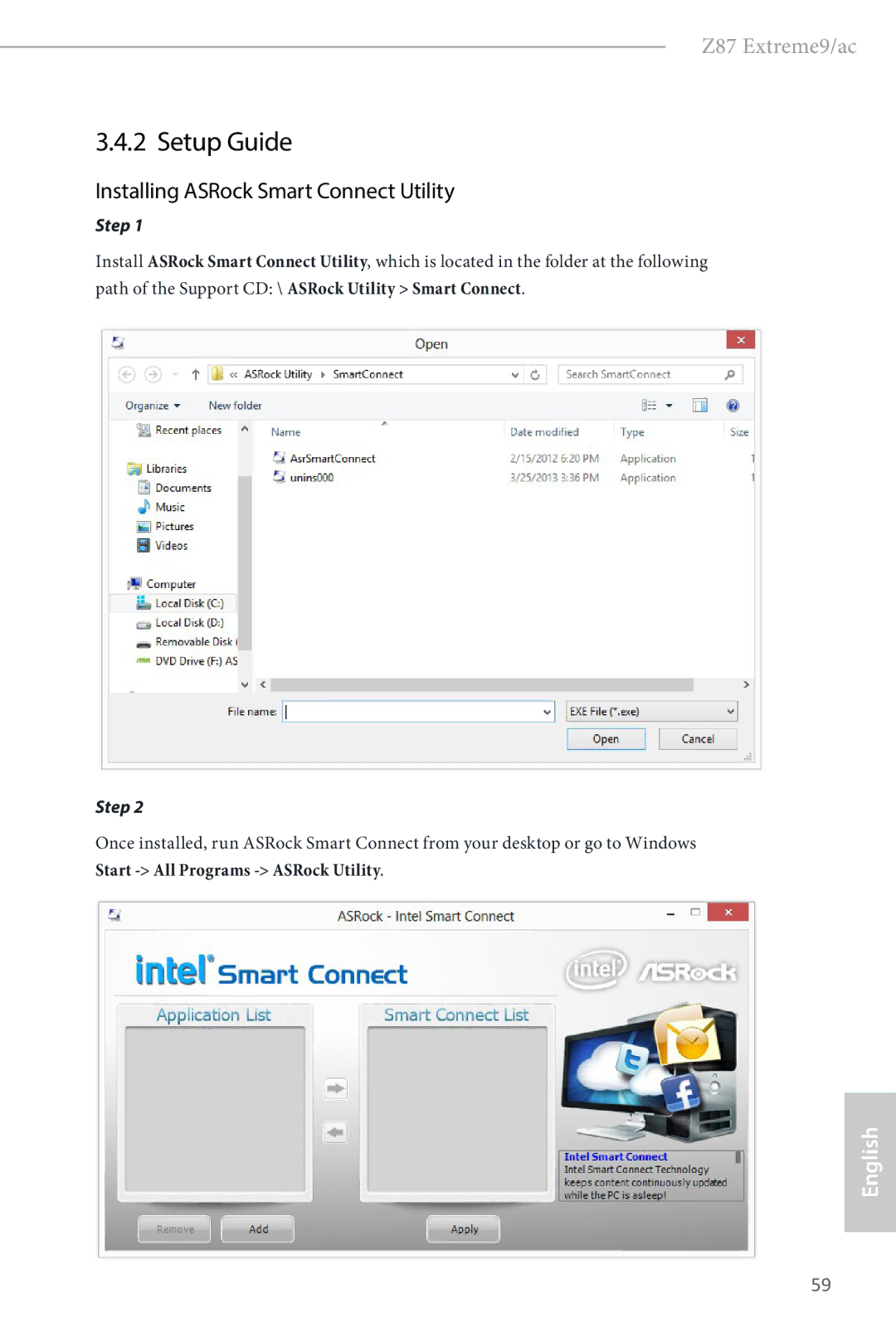 ASRock Z87 Extreme9/ac manual Setup Guide, Installing ASRock Smart Connect Utility 