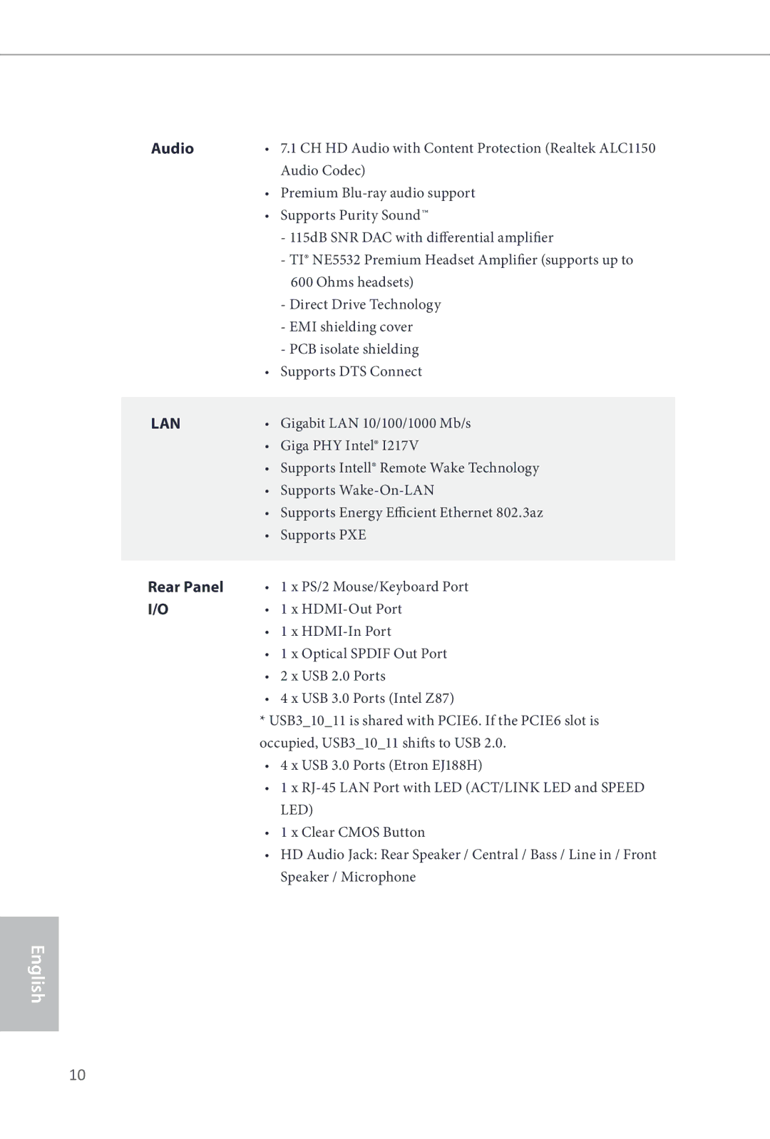 ASRock Z87 OC Formula manual Audio, Rear Panel 