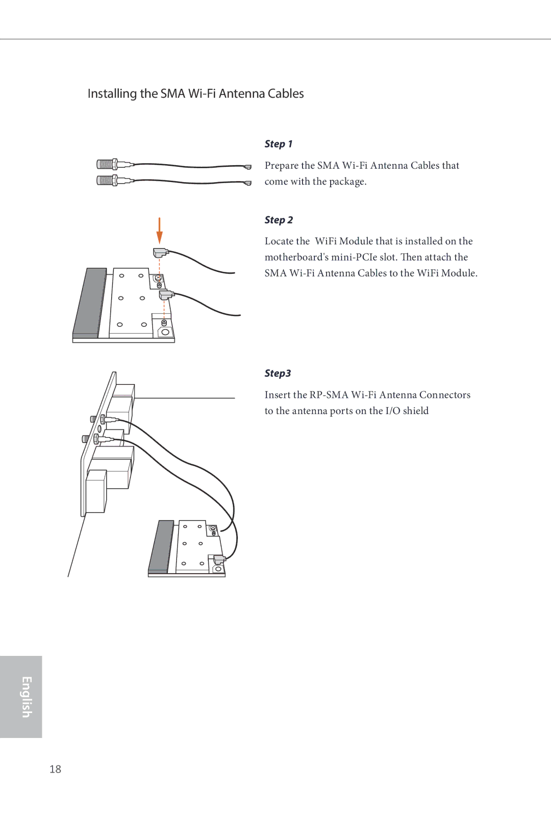 ASRock Z87 OC Formula manual Installing the SMA Wi-Fi Antenna Cables 