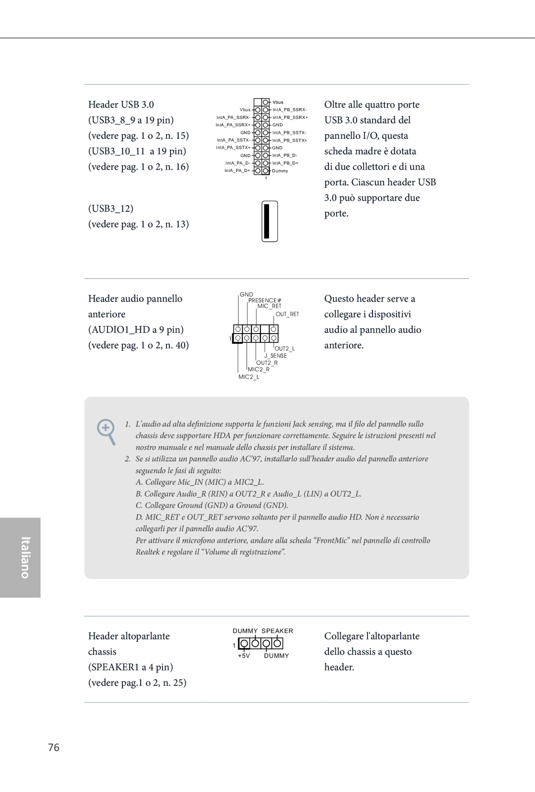 ASRock Z87 OC Formula manual USB312 Vedere pag o 2, n, Può supportare due porte, Header altoparlante 