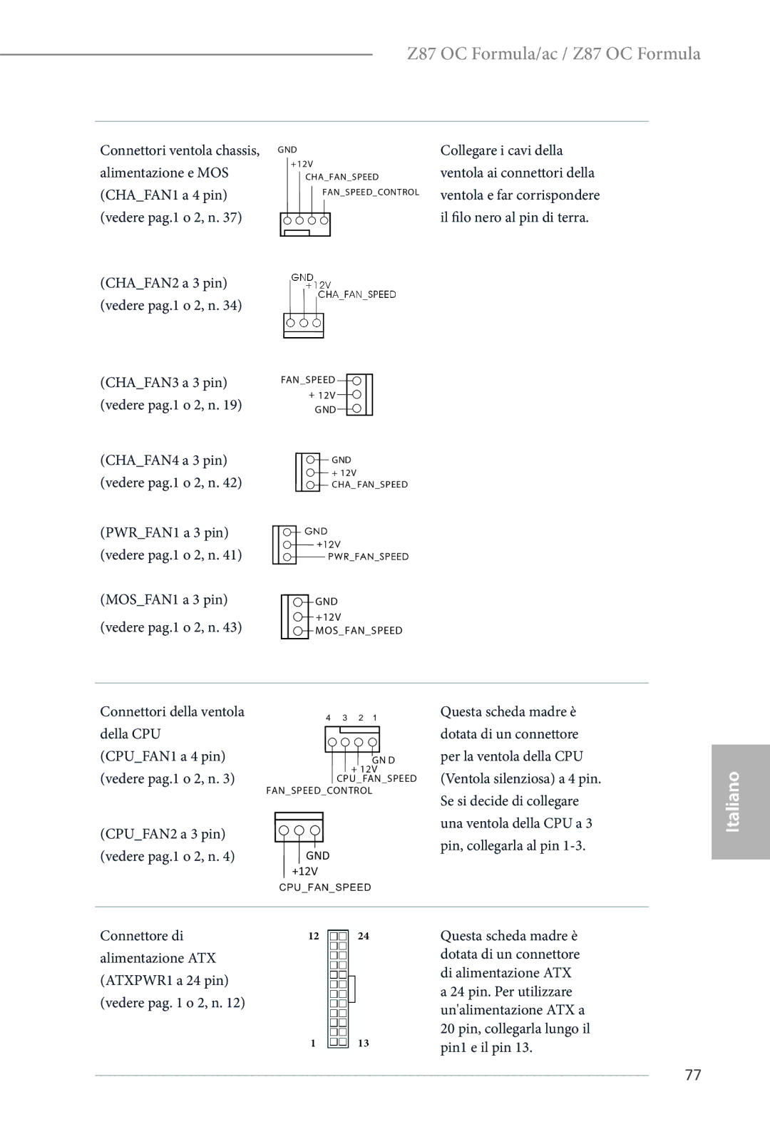 ASRock Z87 OC Formula manual MOSFAN1 a 3 pin 