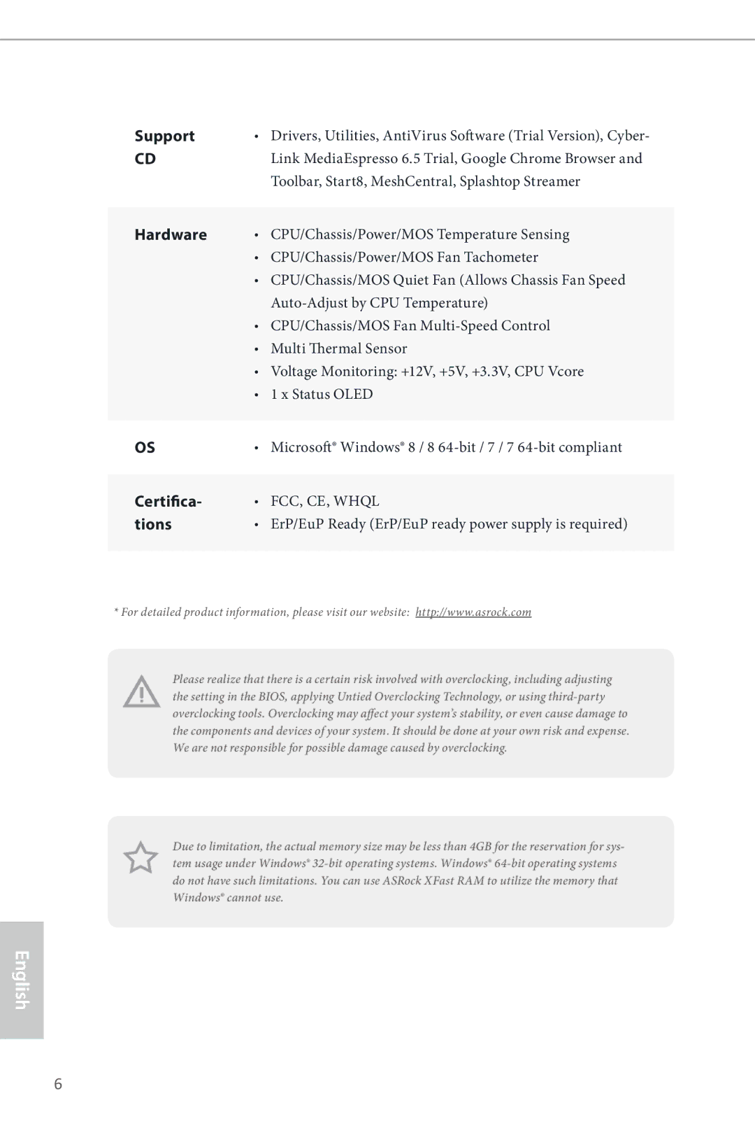 ASRock Z87 OC Formula manual Certifica 