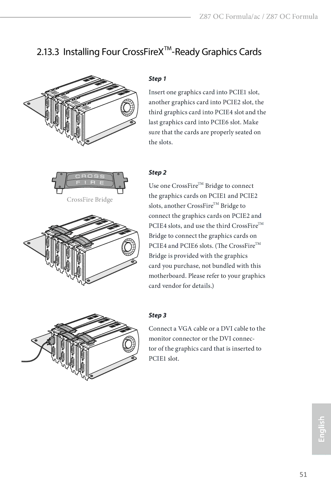 ASRock Z87 OC Formula manual Installing Four CrossFireXTM-Ready Graphics Cards 