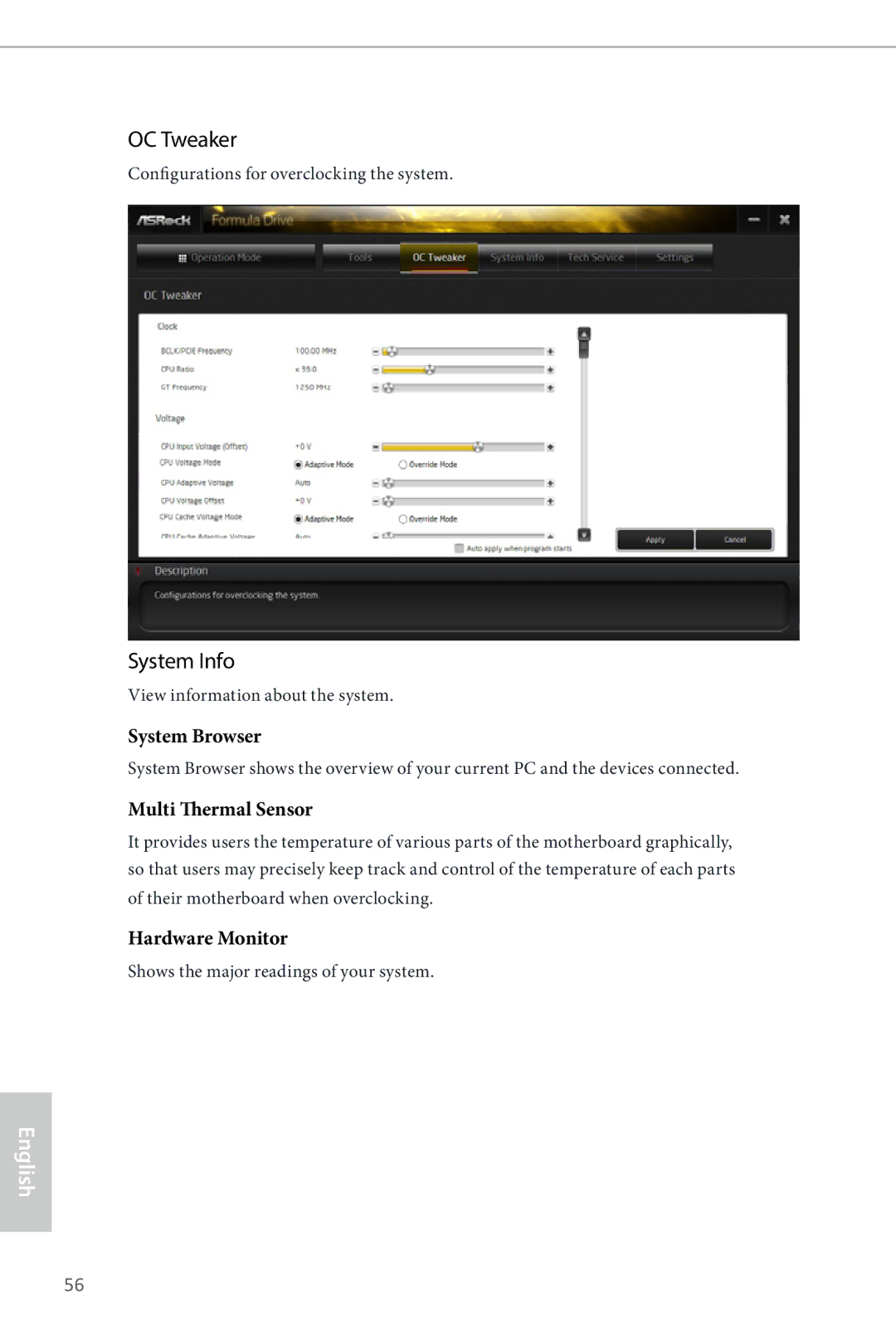 ASRock Z87 OC Formula manual OC Tweaker, System Info 