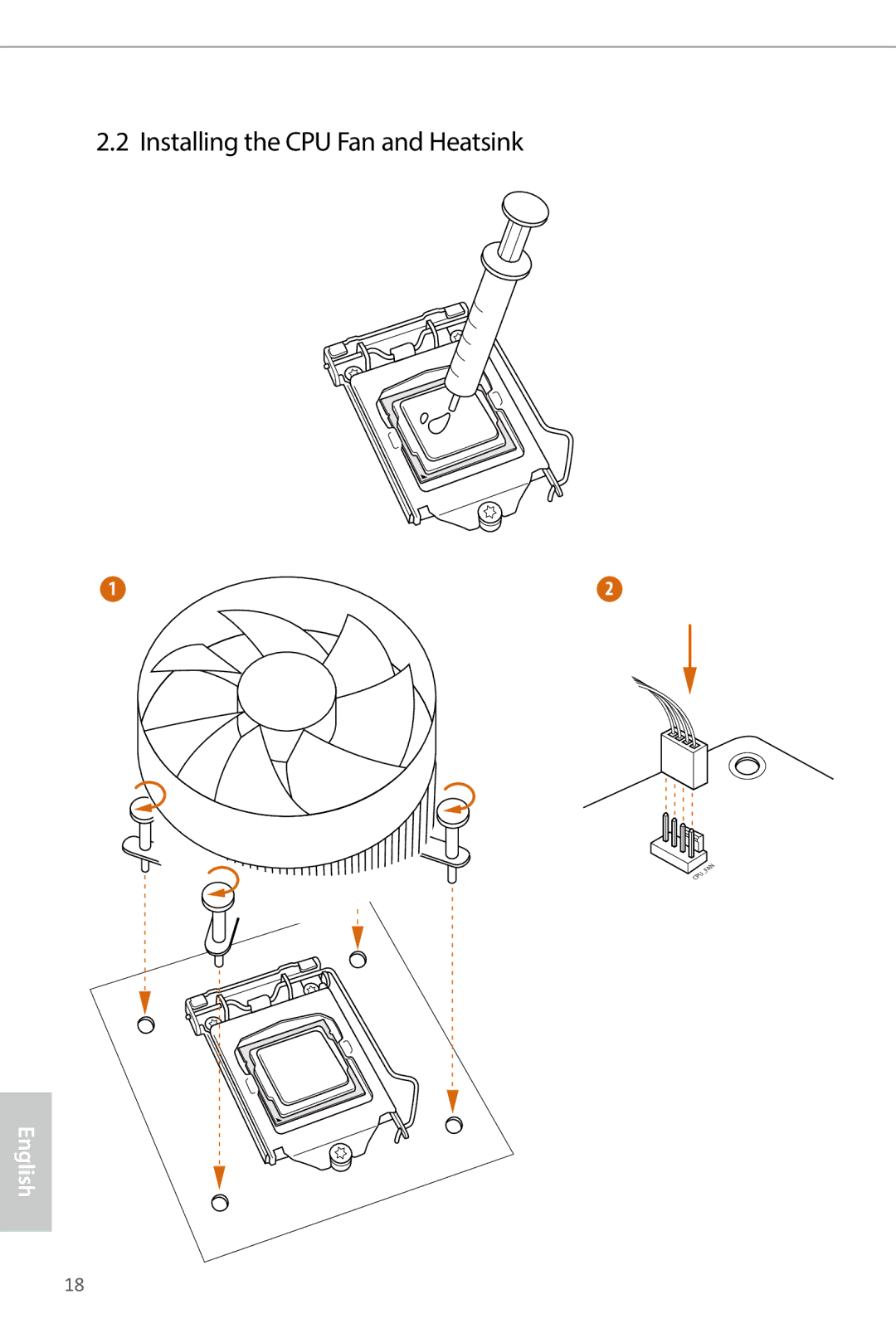 ASRock Z87 Pro3 manual Installing the CPU Fan and Heatsink 