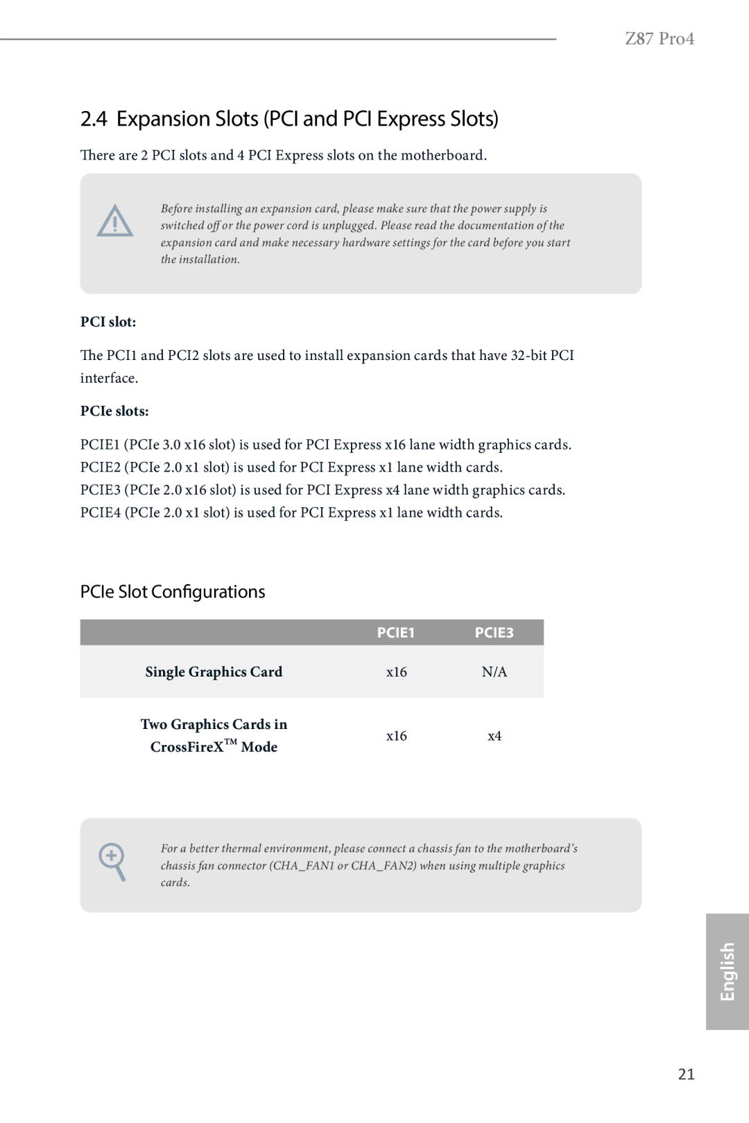 ASRock Z87 Pro4 manual Expansion Slots PCI and PCI Express Slots, PCIe Slot Configurations 