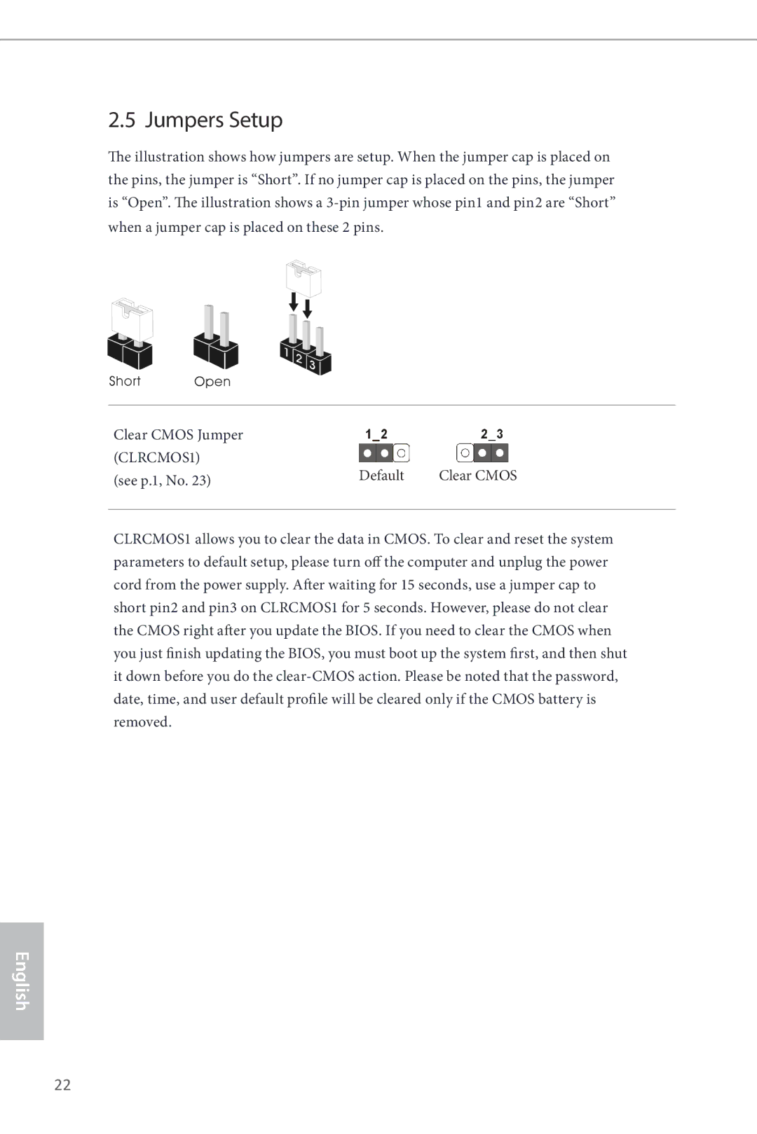 ASRock Z87 Pro4 manual Jumpers Setup, Default, See p.1, No 