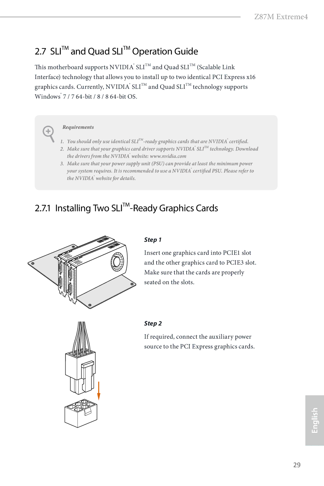 ASRock Z87M Extreme4 manual Slitm and Quad Slitm Operation Guide, Installing Two SLITM-Ready Graphics Cards 