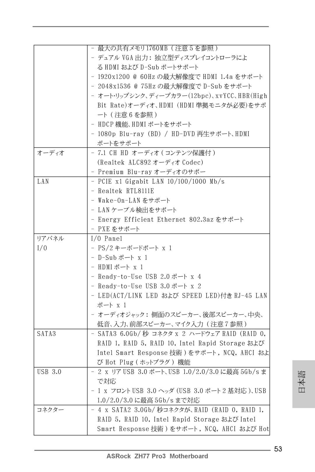 ASRock ZH77 Pro3 manual Hdcp 機能、HDMI ポートをサポート 1080p Blu-ray BD / HD-DVD 再生サポート、HDMI 