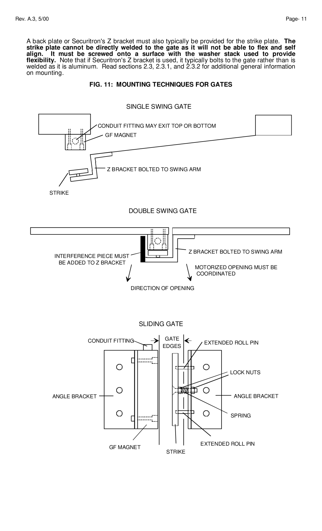 Assa 34, 62, 82 manual Mounting Techniques for Gates 