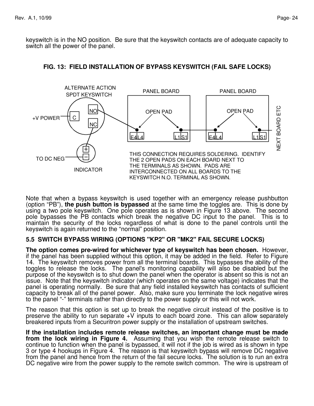 Assa ELECTRIC LOCK manual Field Installation of Bypass Keyswitch Fail Safe Locks 