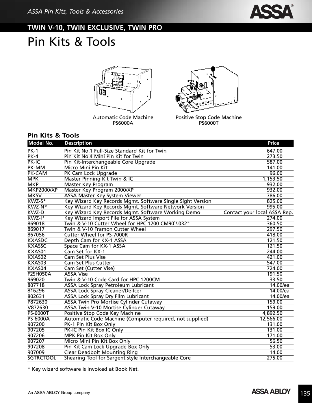 Assa high security lock technical manual Pin Kits & Tools 