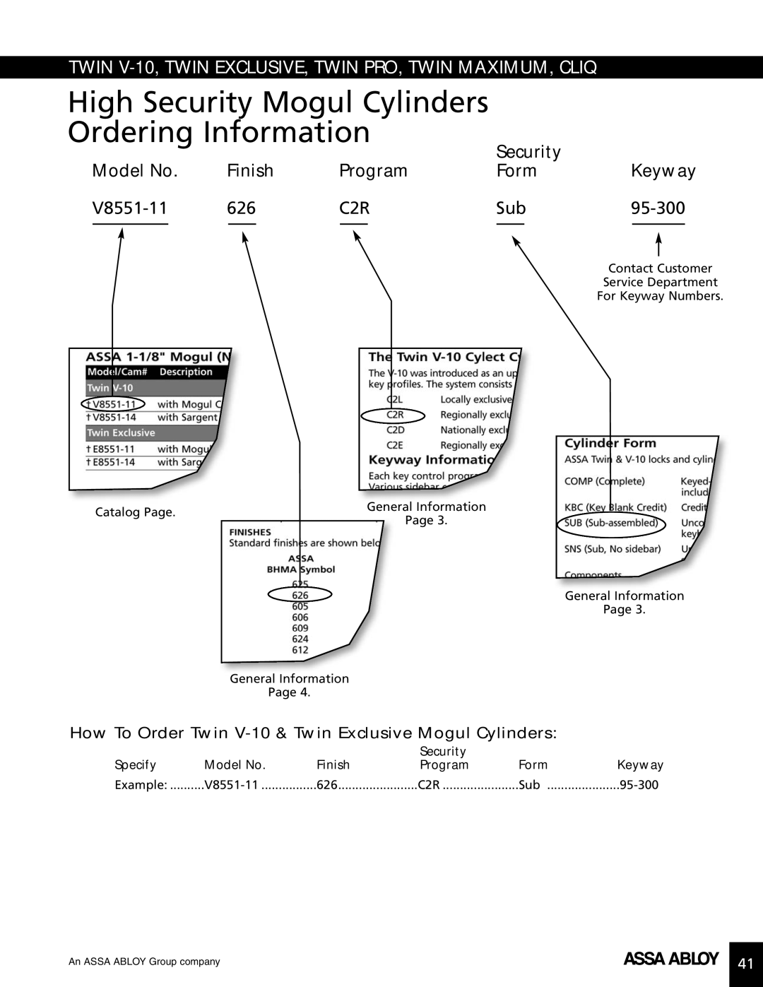 Assa high security lock technical manual High Security Mogul Cylinders Ordering Information 