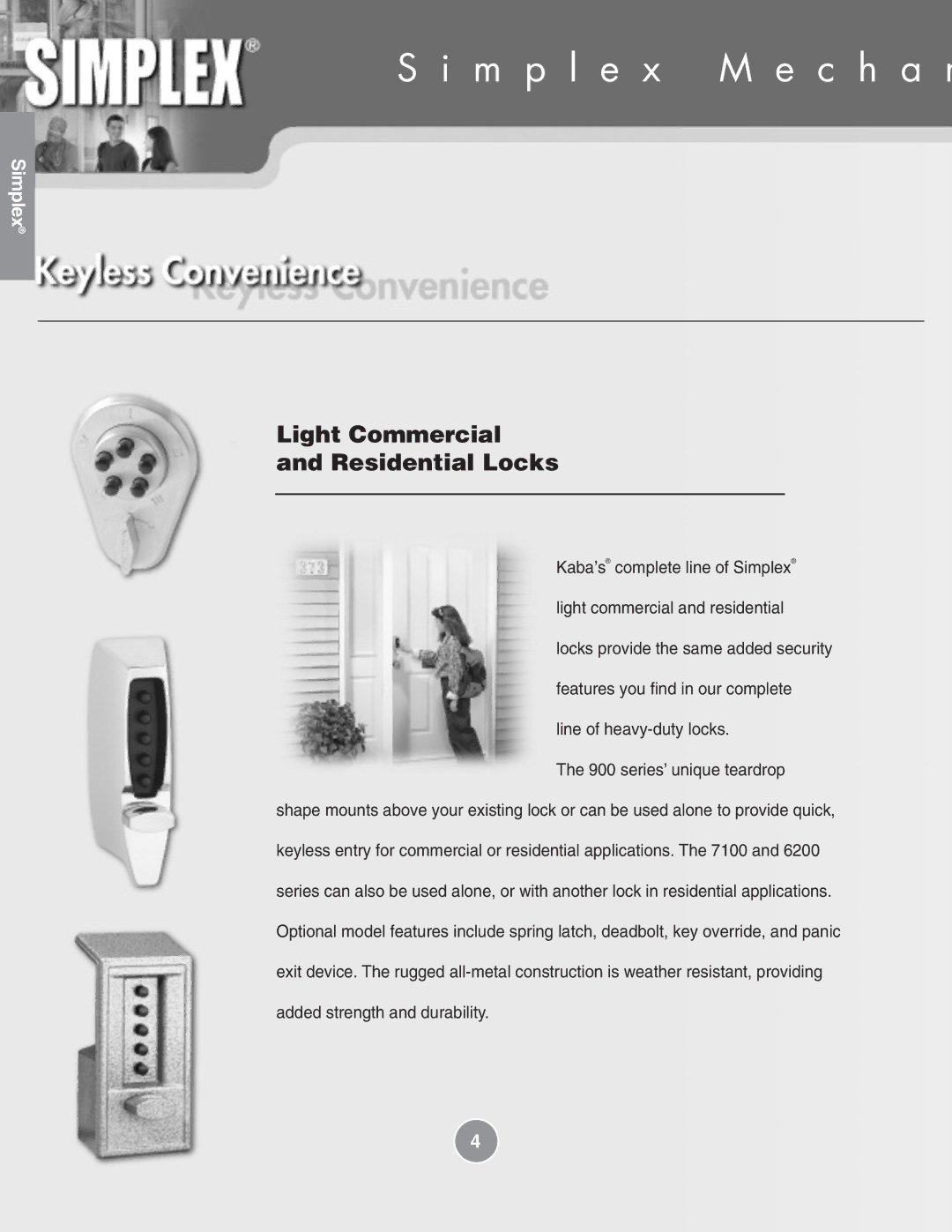 Assa Mechanical Pushbutton Locks manual Light Commercial Residential Locks 