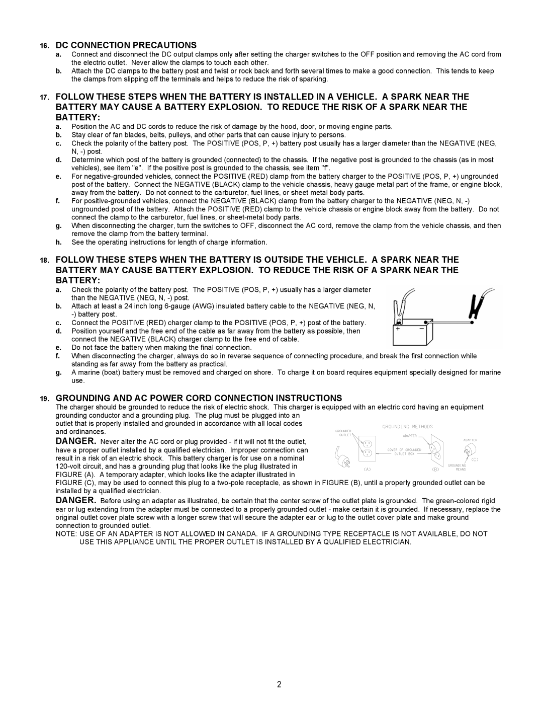 Associated Equipment 6006 DC Connection Precautions, Grounding and AC Power Cord Connection Instructions 