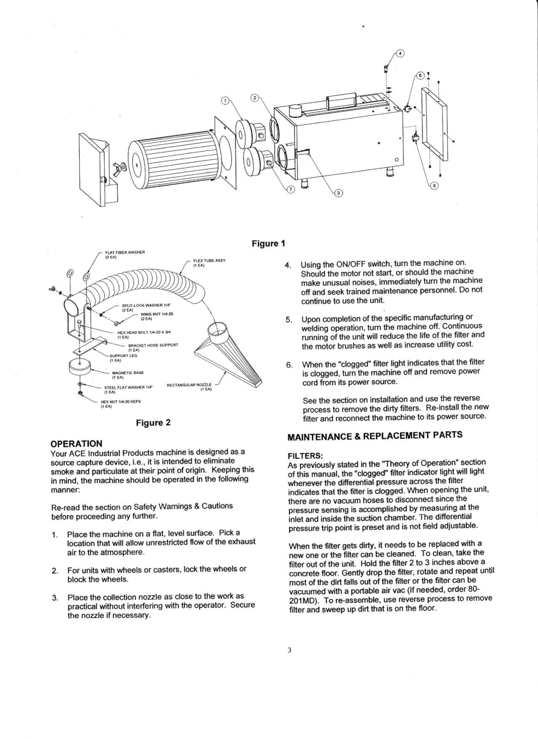 Associated Equipment 73-250 manual Operation, MAINTENANCE& Replacementparts Filters 