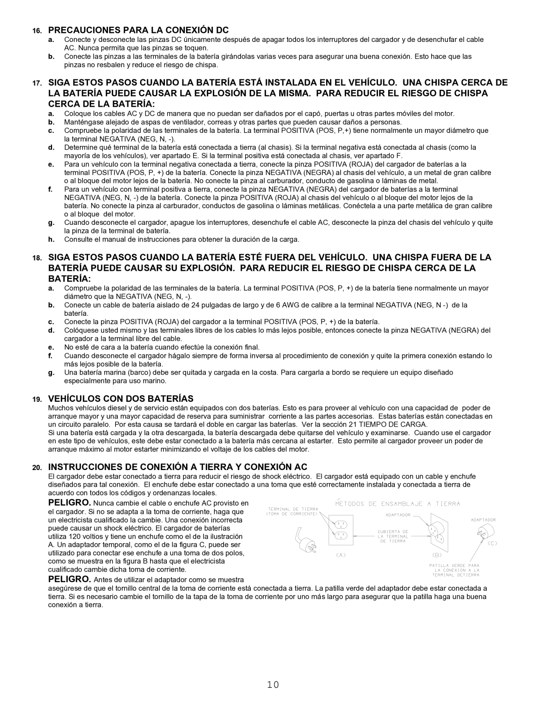 Associated Equipment 9402 important safety instructions Precauciones Para LA Conexión DC, Vehículos CON DOS Baterías 