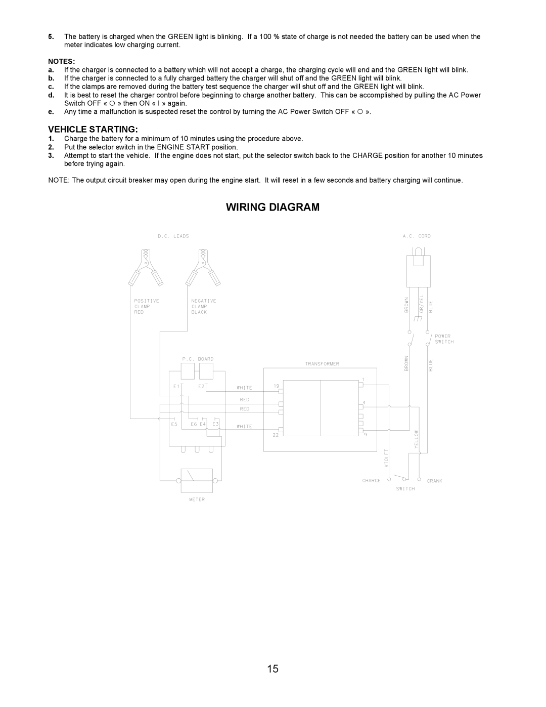 Associated Equipment 9520GS owner manual Wiring Diagram, Vehicle Starting 