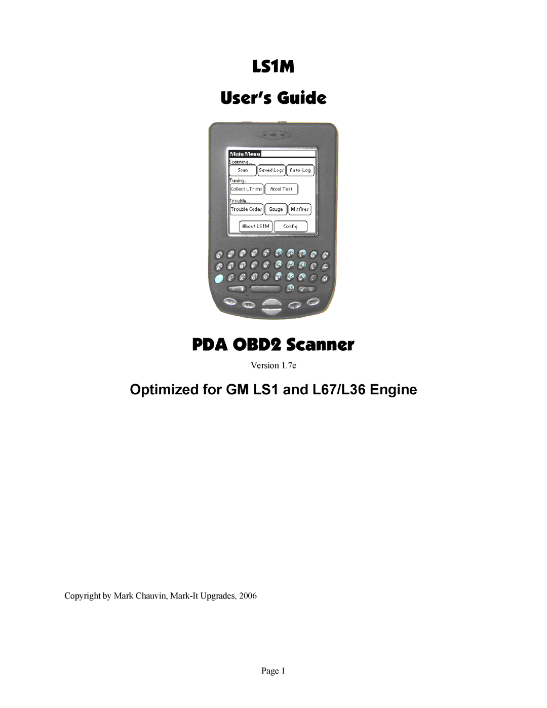 Associated Equipment GM L67, GM L36 manual PDA OBD2 Scanner, Optimized for GM LS1 and L67/L36 Engine 