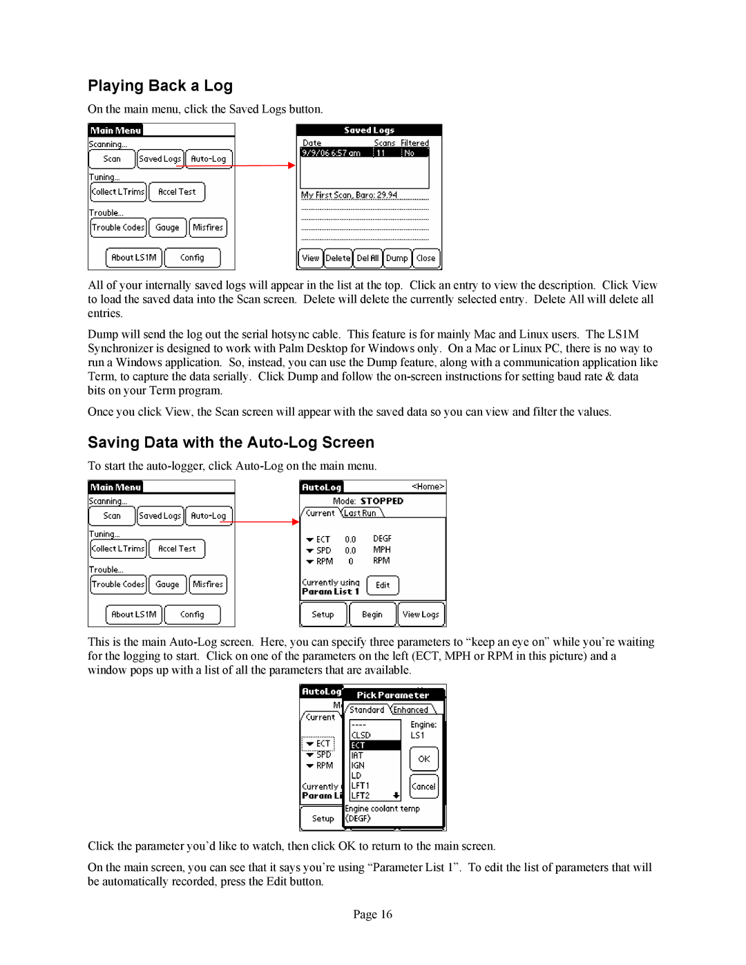 Associated Equipment GM LS1, GM L67, GM L36 manual Playing Back a Log 